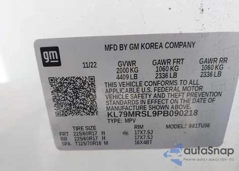 2023 Chevrolet Trailblazer Awd Lt из США, поврежденный, VIN KL79MRSL9PB090218